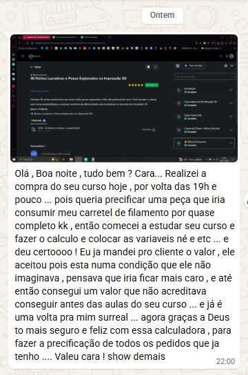Print do WhatsApp: cliente aceitou o valor na hora
